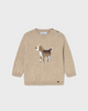 2343 Toddler Boy Intarsia Knit Crewneck Sweater - Doggy Beige