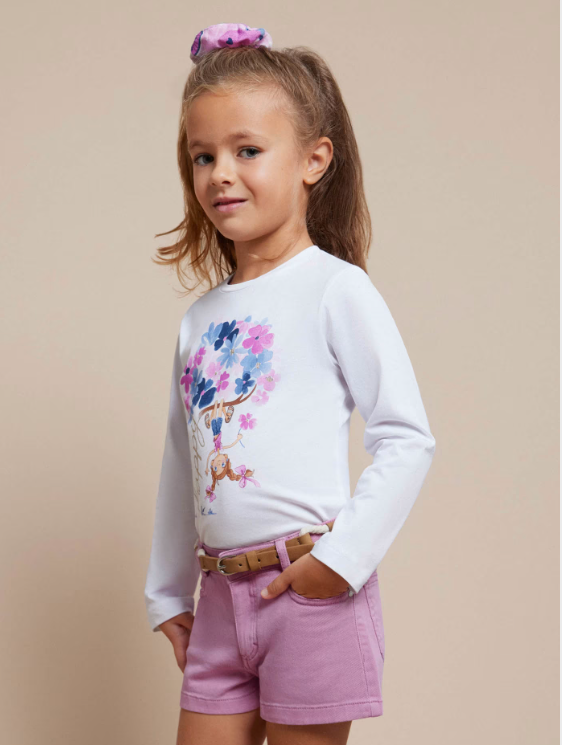 &nbsp;234 Mini Girls Sustainable Cotton Belted Shorts - Orchid Pink