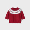 Boys Mayoral Long Sleeved Knitted Red Sweater, Decorative Design Elements, Front 