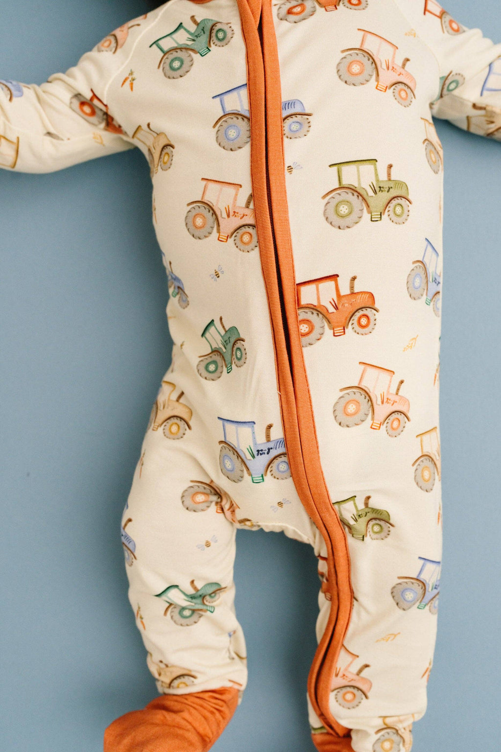 Bamboo Zippered L/S Convertible Romper - UNISEX Pumpkin Farm Tractor Ride