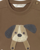 2406 Baby UNISEX Peek-a-Boo Puppy Crewneck Sweatshirt - Brown, face open