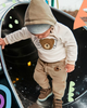 2504 Toddler Boy Soft Jogger Pants - 3D Bear Pockets tan lifestyle