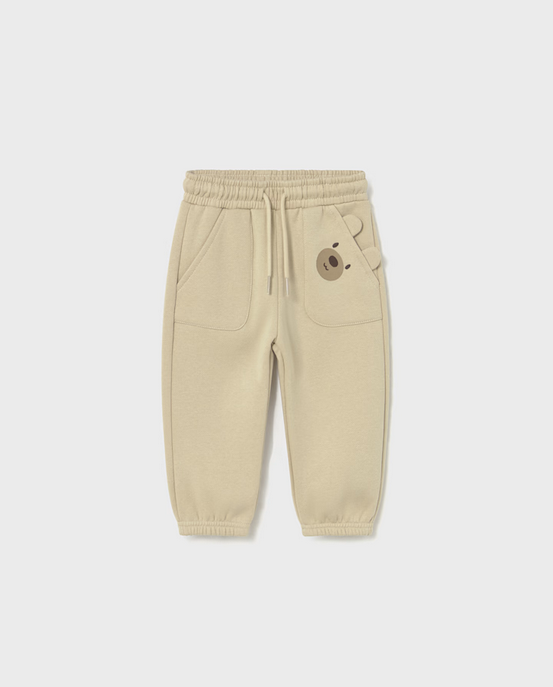 2504 Toddler Boy Soft Jogger Sweat Pants - Bear Pockets Latte