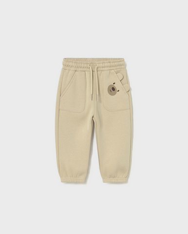2504 Toddler Boy Soft Jogger Sweat Pants - Bear Pockets Latte