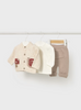 2571 Baby UNISEX Knit 3PC Set, Oatmeal Cardigan, Kangaroo Pants and L/S TShirt, Snail and Mushroom