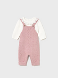 2605 Baby Heirloom Knit Overall Romper and Petal Collar Knit Sweater - Orchid Pink