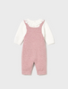 2605 Baby Heirloom Knit Overall Romper and Petal Collar Knit Sweater - Orchid Pink Knit Sweater