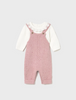 2605 Baby Heirloom Knit Overall Romper and Petal Collar Knit Sweater - Orchid Pink