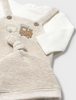 2609 Baby Boy Eco-Cotton L/S Accordion Stretch Footie & Beanie Set - Milk Train, tan