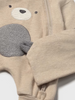 2613 Baby Zippered Fleece Romper with Ear Hat - Brown Raccoon Onepiece with hat