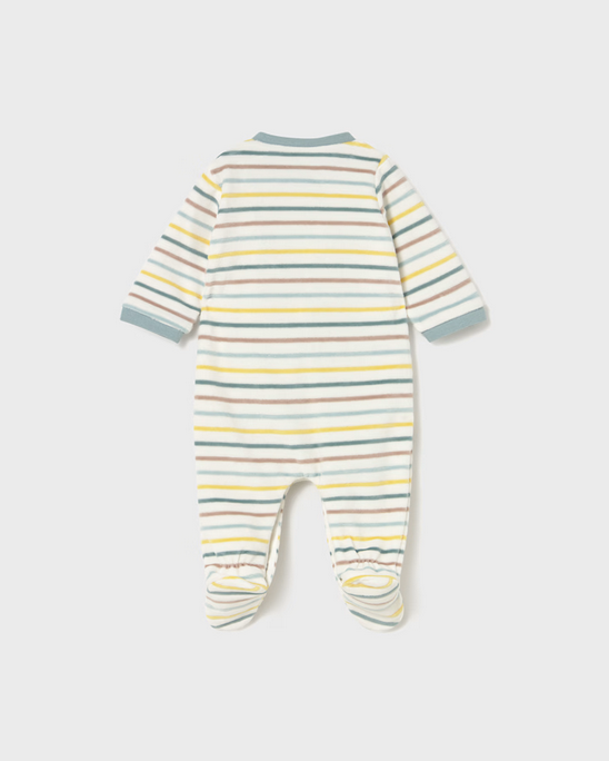 2718 Baby Boy Eco-Cotton L/S Velour Embroidered Kimono Snap Footie - Sage Dino Winter Footie