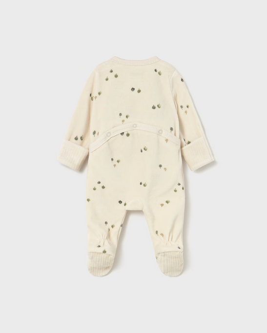 2729 Baby UNISEX Eco-Cotton Snap Trap Door Velour Footie UNISEX - Cream Sage
