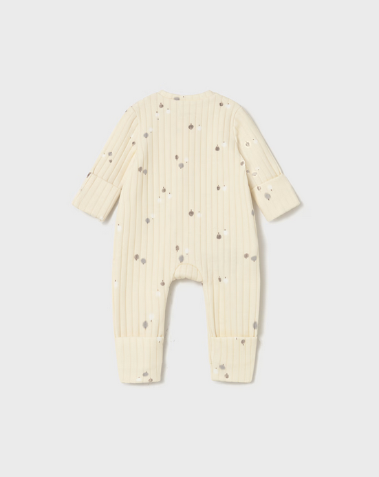2730 Baby Eco-Cotton L/S Ribbed Long Romper UNISEX - Cream Ceramic Pottery baby boy and baby girl