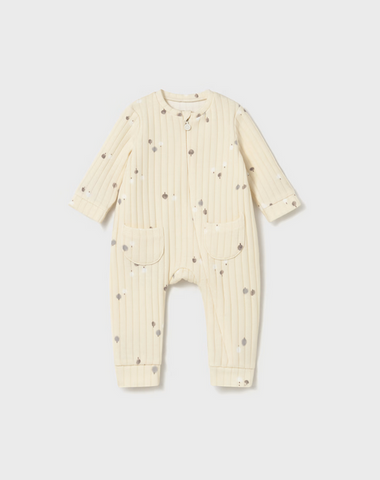 2730 Baby Eco-Cotton L/S Ribbed Long Romper UNISEX - Cream Ceramic Pottery