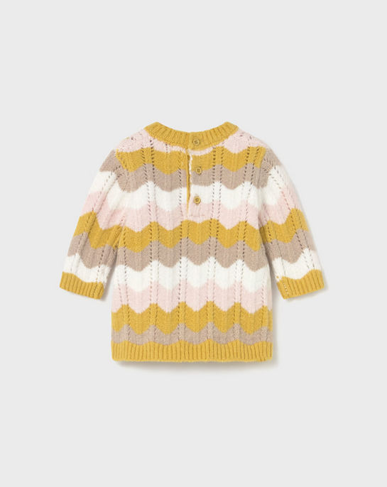 2806 Baby/Toddler Knit Striped Openwork Dress - Chamomile Openwork Knit
