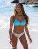 Tween/Teen Reversible Eco-friendly Sustainable Swim Bottom - Santorini Blue Tile/Mediterranean Blue, Full Coverage