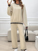 Round Neck Dropped Shoulder Top and Pants Sweater Set (5 COLOR OPTIONS)