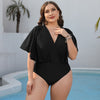 Plus Size Ruched Surplice Neck One-Piece Swimsuit