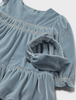 2904 Toddler Girls 2PC Smocked Velvet Dress and Headband Set - Blue Bell, Girls formal velvet dress