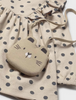 2920 Toddler Girls Eco-Sustainable Cotton 2PC Printed Dress and Plush Crossbody Soft Kitty Purse Set - Tapioca Dot Kitty