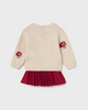 2925 Toddler Girls 2PC Eco-Recycled Fibers Tricot Skirt and Knit Sweater Set - Red/Tan Fungi