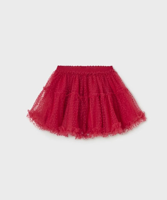 2967 Mayoral Toddler Girls Textured Tulle Skirt - Red