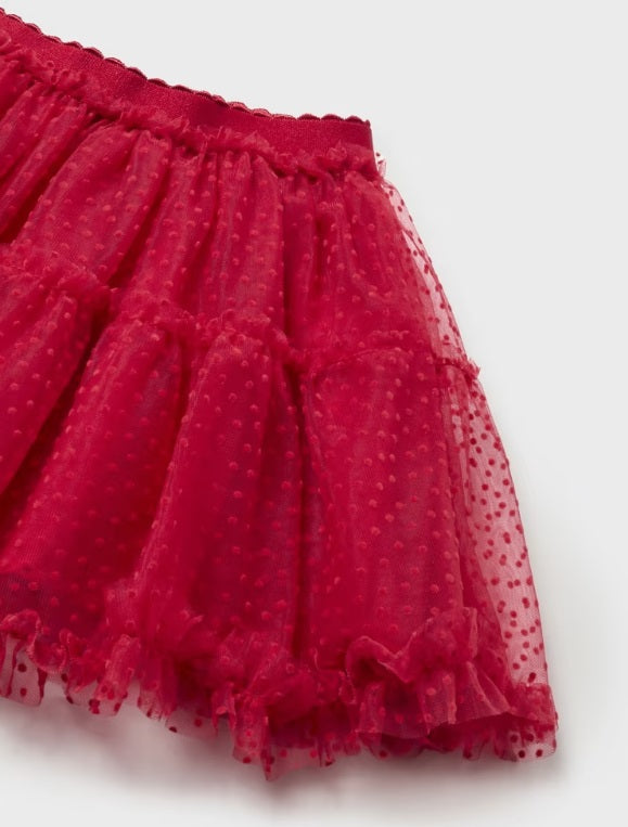 2967 Mayoral Toddler Girls Textured Tulle Skirt - Red