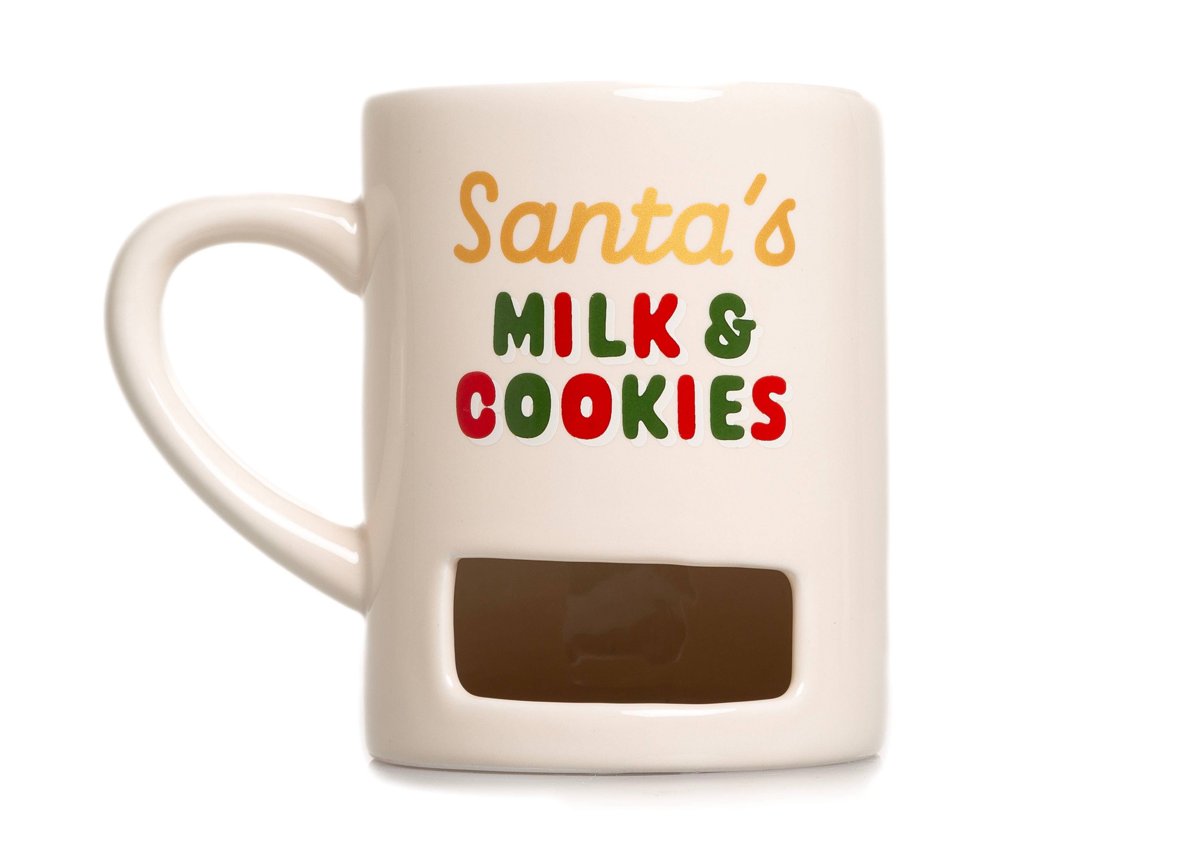 Santa’s Milk & Cookies Ceramic Mug with Cookie Slot, Christmas Mug, 9 Fl Oz