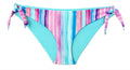 Tween/Teen Reversible Eco-friendly Sustainable Swim Bottom Side Ties - Sorrento Pink/Blue Strip & Sky Blue
