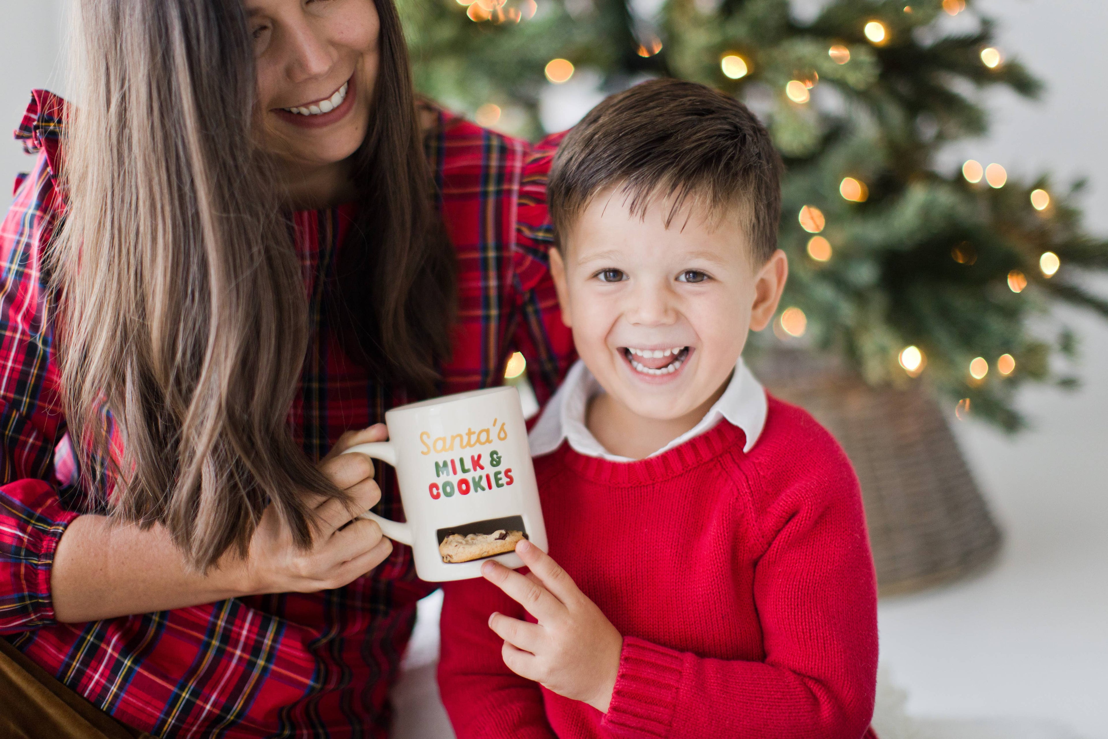 Santa’s Milk & Cookies Ceramic Mug with Cookie Slot, Christmas Mug, 9 Fl Oz