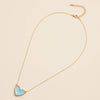 Gold Heart Druzy Stone Charm Short Necklace: White AB