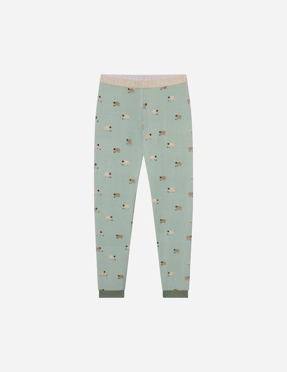 Elevated Bamboo 2PC L/S Kids Pajama Set, Sage Green Lamb