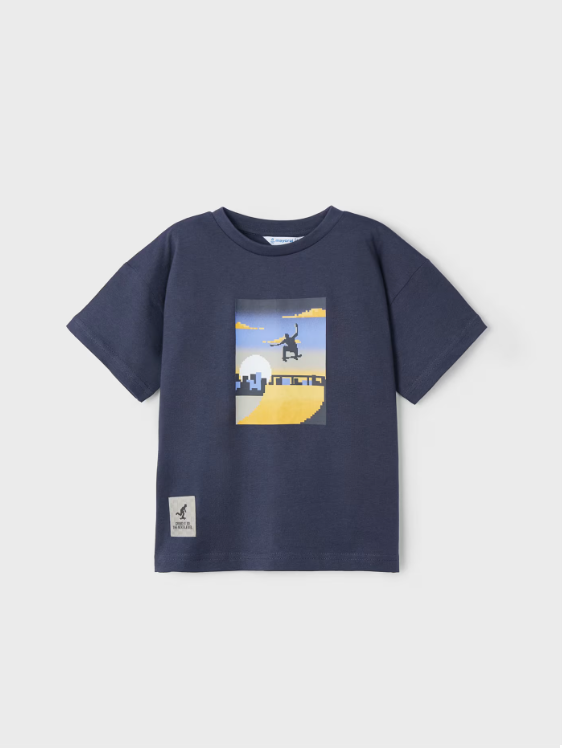 &nbsp;3015 Mini Boys Sustainable Cotton S/S Tshirt - Skateboarder Navy