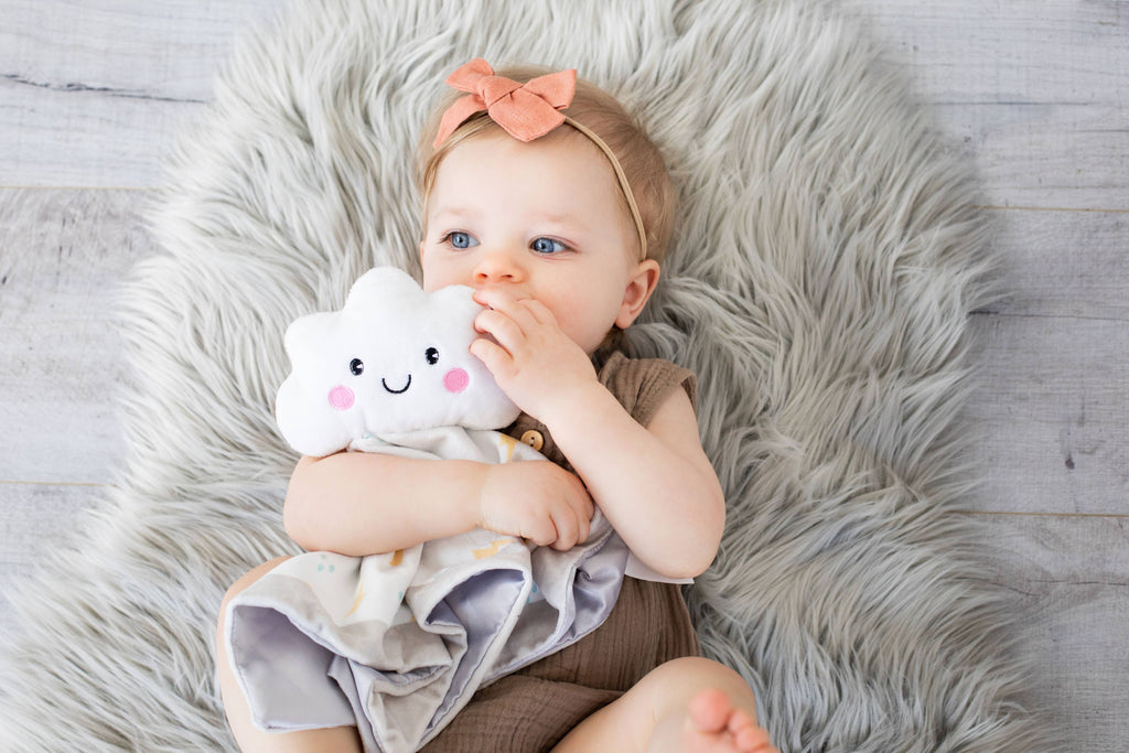 Plush Minky Cloud Lovey Blankie, 12"x12", White