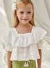 3178 Mini Girls Tiered Ruffled Eyelet Lace Top - White