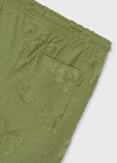 3271 Mini Boys Textured Palm Tree Tone-on-Tone Bermuda Shorts - Iguana Green