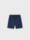 3279 Mini Boys Cotton Linen Striped Shorts - Indigo Blue