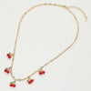 14K Gold Dipped Charm Station Paperclip Chain Necklace: Cherries, 14K Gold