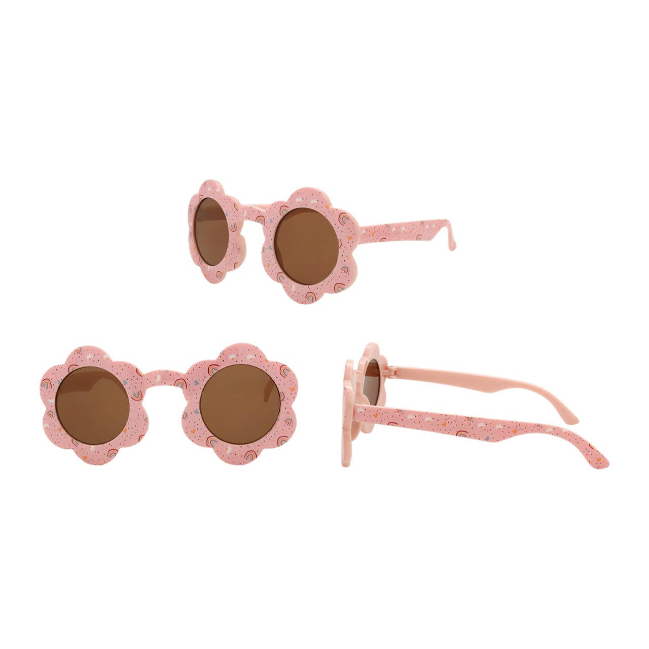 Kids Sunglasses and Bucket Sun Hat 2PC Set, Pink Rainbow, 2Y-5Y