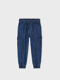 3531 Mini Girls Sustainable Tencel Soft Denim Jogger Cargo Pants - Dark Wash