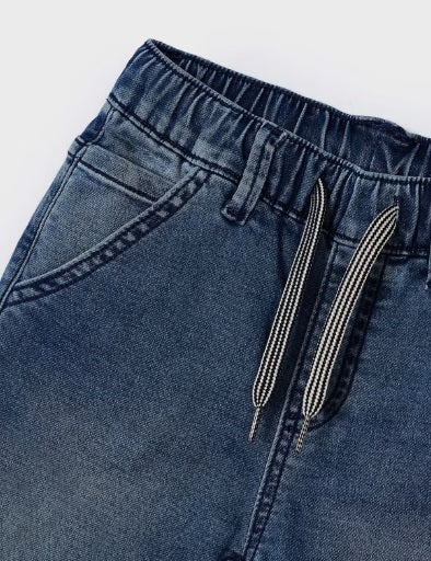 3543 Mini Boys Sustainable Cotton Soft Denim Jogger Pants - Medium Wash