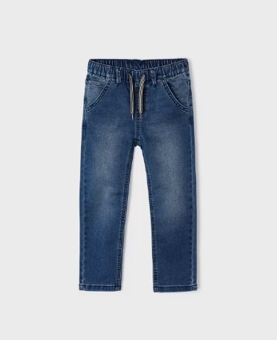 3543 Mini Boys Sustainable Cotton Soft Denim Jogger Pants - Medium Wash