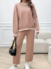 Round Neck Dropped Shoulder Top and Pants Sweater Set (5 COLOR OPTIONS)