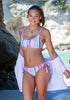 Tween/Teen Reversible Eco-friendly, Sustainable Reversible Swim Top - Sorrento Pink and Blue Stripe