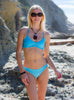 Tween/Teen Reversible Eco-friendly Sustainable Swim Bralette Top - Santorini Blue Tile/Mediterranean Blue
