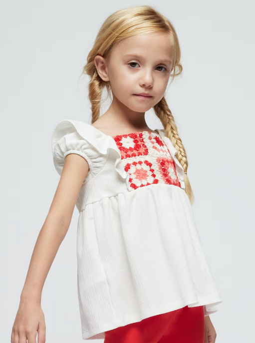 3705 Mini Girls Crochet Top & Legging Set - Granadine