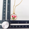 Genuine Pressed Flowers Floral Round Pendant Necklace, White Queen Anne's Lace