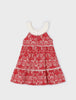 3935 Mini Girls Printed Sundress w/Crochet Crossboy Purse - Grenadine