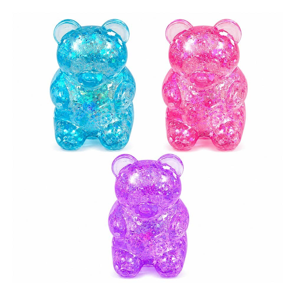 Slow Rise Squishy Sensory Toy - Glittered Gummy Bear Squeeze Stress Relief Toy