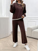 Round Neck Dropped Shoulder Top and Pants Sweater Set (5 COLOR OPTIONS)